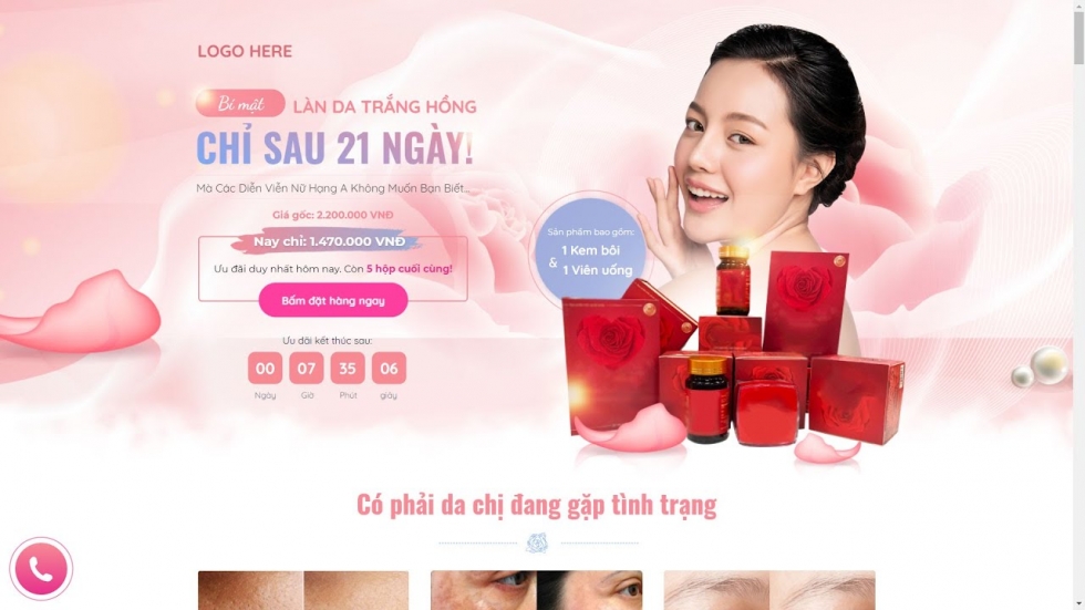 Các dạng landing page mỹ phẩm