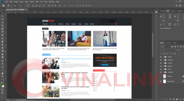 Hướng dẫn thiết kế giao diện website bằng photoshop