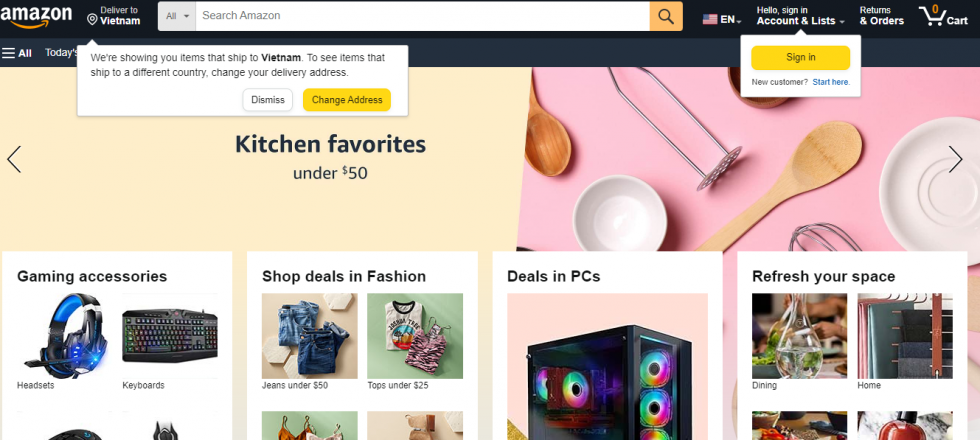 Amazon - case study về website thiết kế chuẩn UI UX