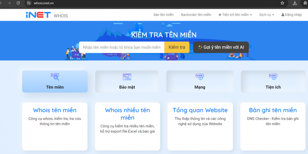 Check tên miền website whois domain