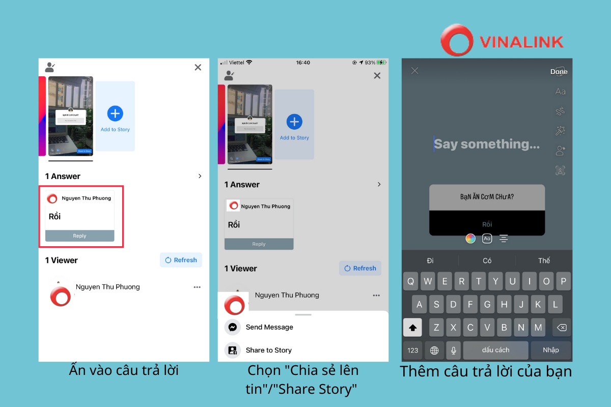 Cách trả lời câu hỏi trên story facebook